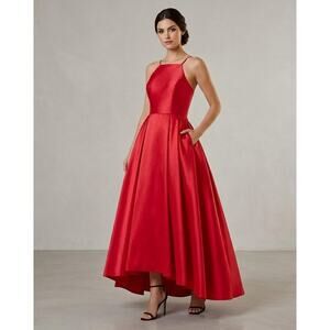 Avery G Red Ball Gown Prom Formal Evening Satin Long Sleeveless Dress, size 6